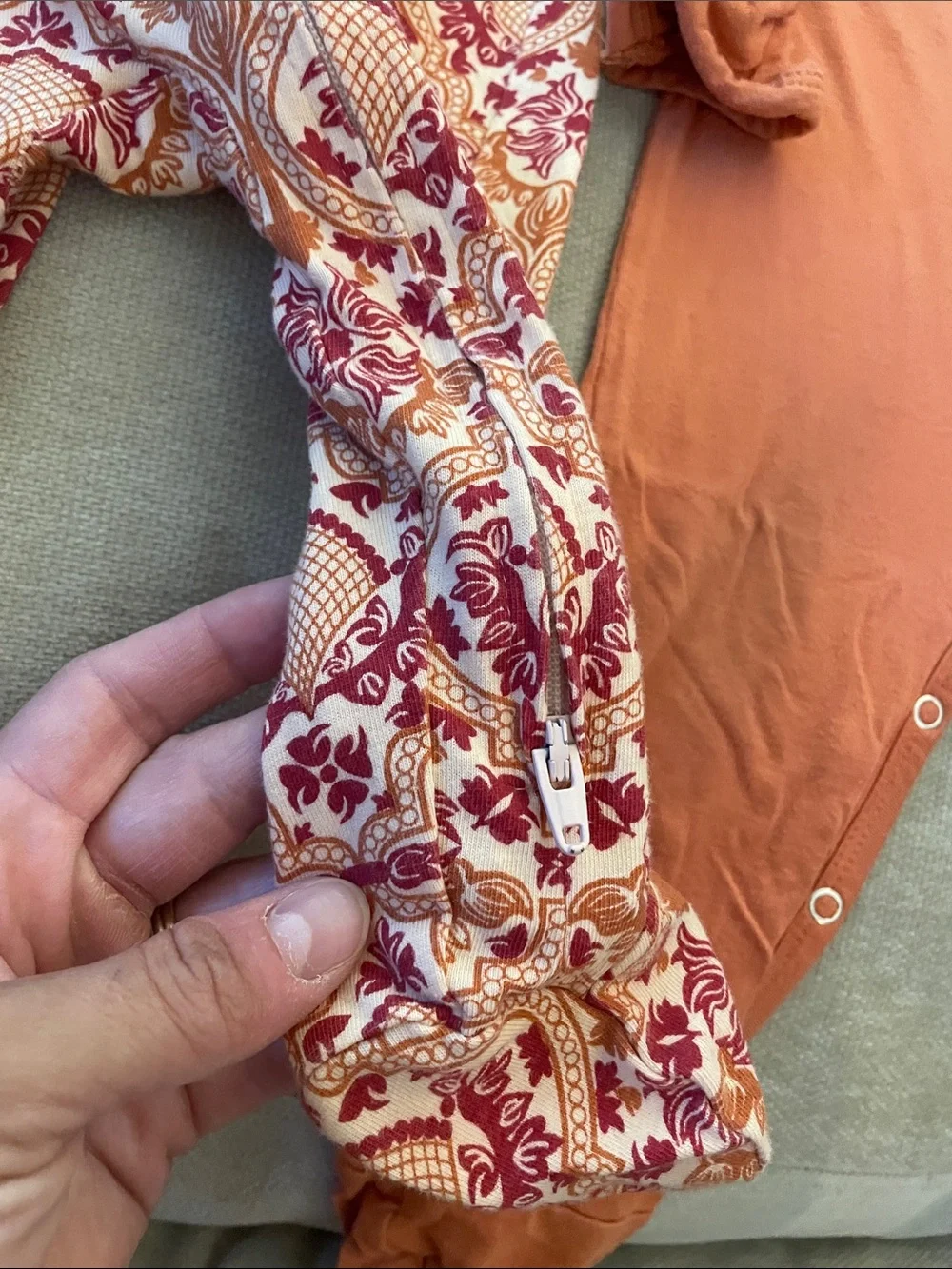 kate quinn Set of Footies Set in Rust and Cream Floral